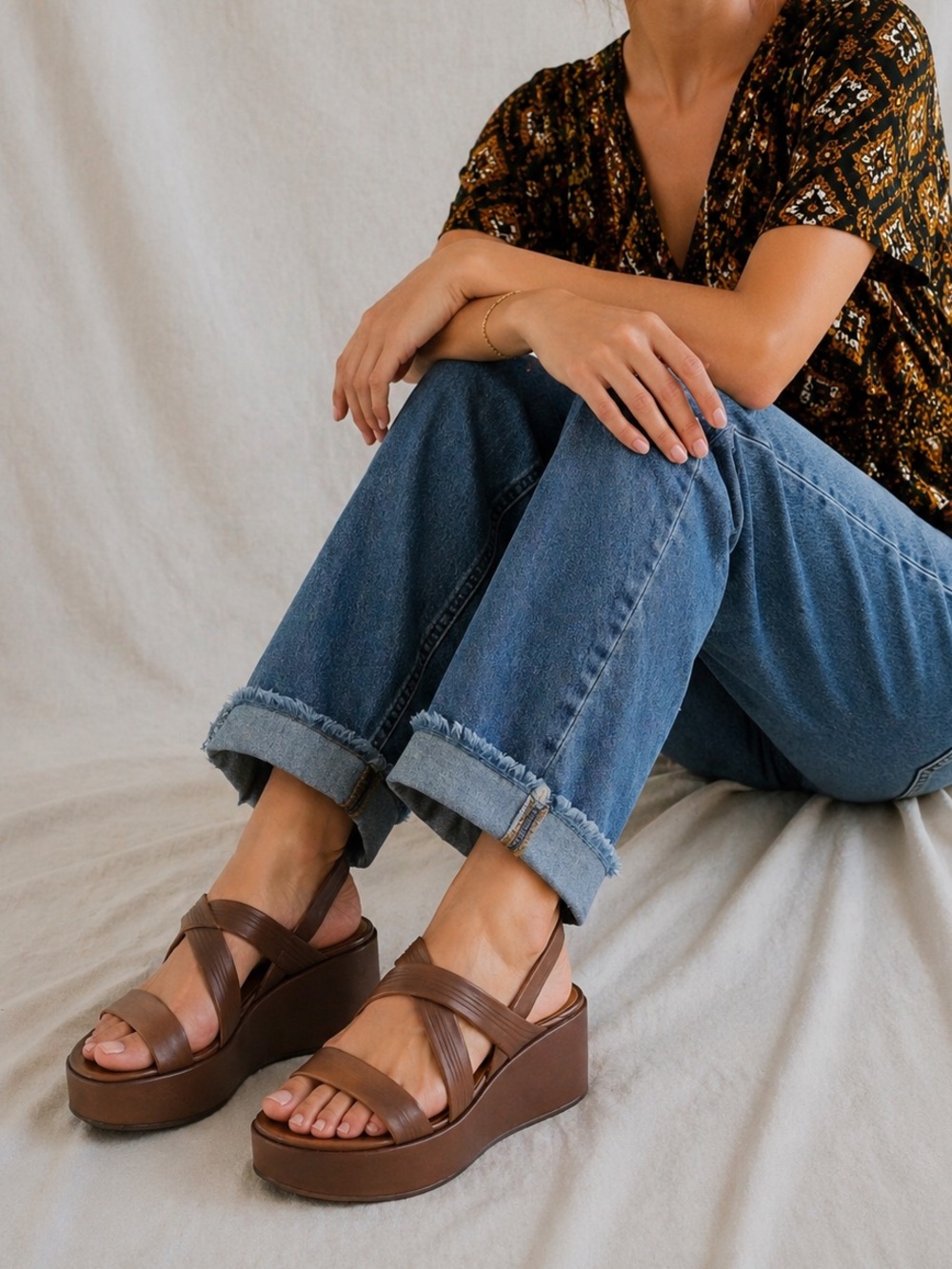 [9.5] COCLICO NWOT Lily sandals slingback Spain summer brown leather shoes wedge